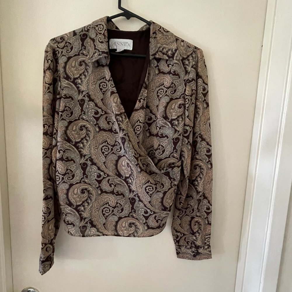 Casual Corner Annex Wrap Brown Blouse
